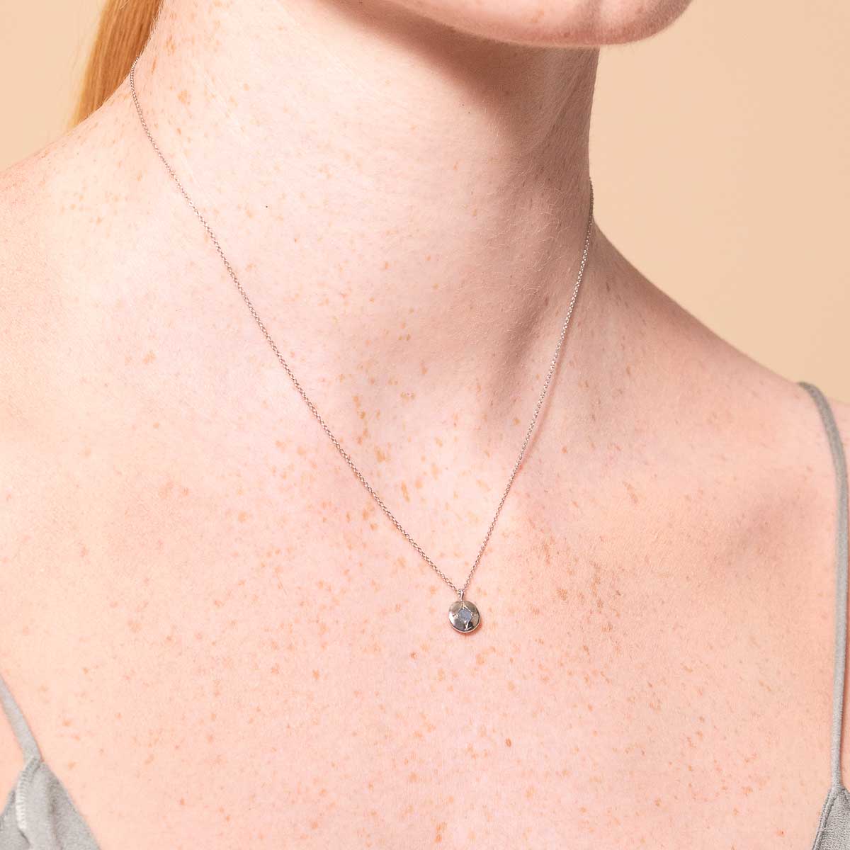 Birthstone Jewellery - March Aquamarine Birthstone Necklace in Solid White Gold - Pendant Necklace - Astrid & Miyu