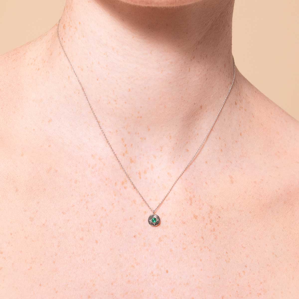 Birthstone Jewellery - May Tsavorite Birthstone Necklace in Solid White Gold - Pendant Necklace - Astrid & Miyu