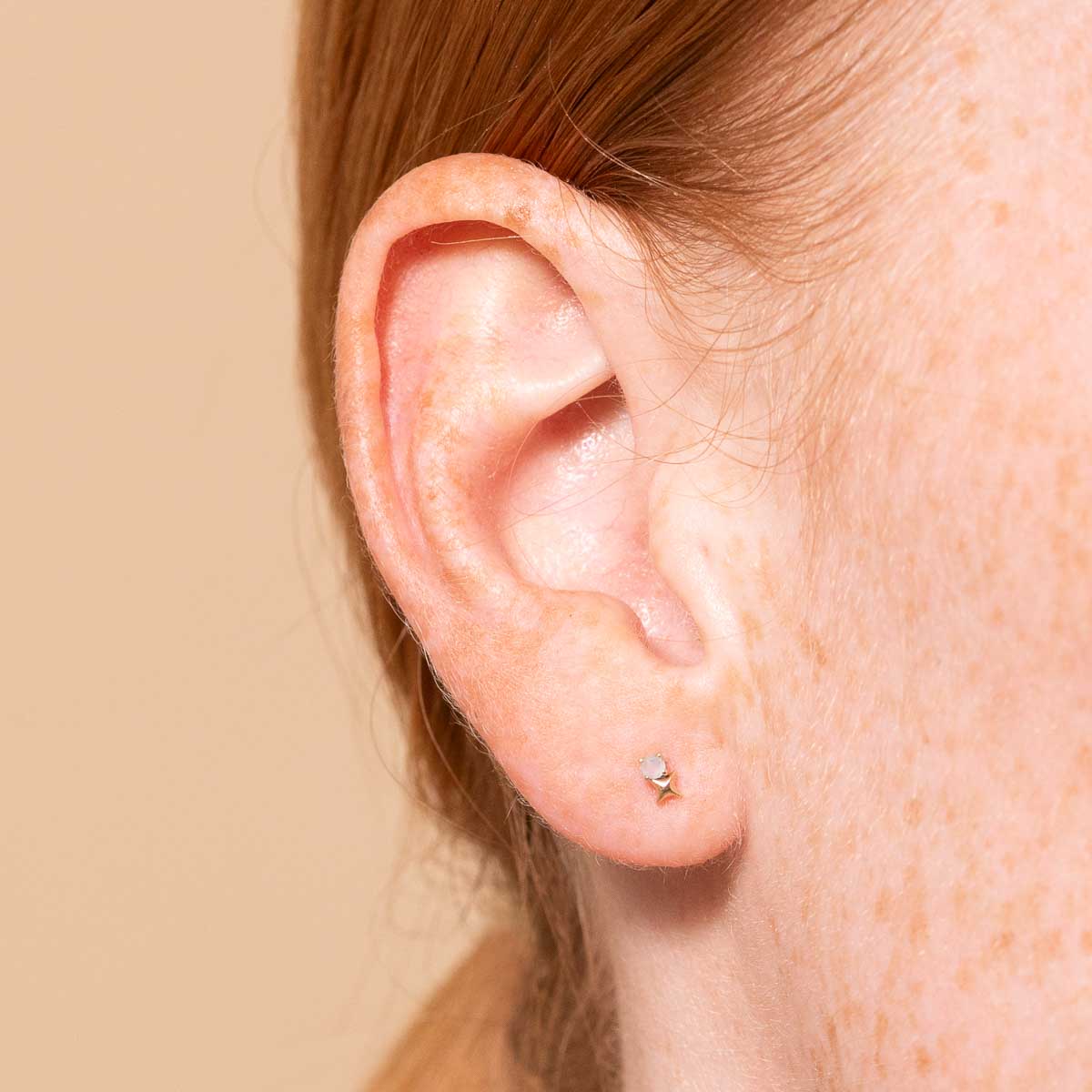 Birthstone Earrings - June Moonstone Birthstone Earrings in Solid Gold - Stud Earrings - Astrid & Miyu