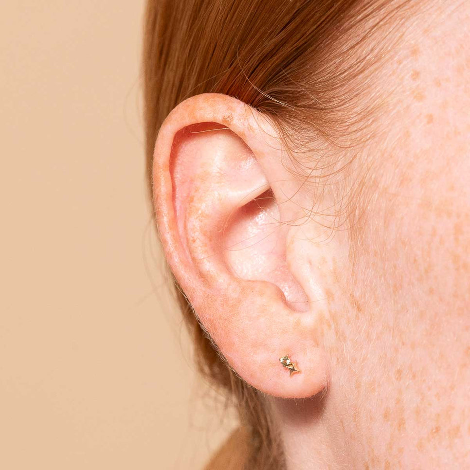 Birthstone Earrings - November Citrine Birthstone Earrings in Solid Gold - Stud Earrings - Astrid & Miyu