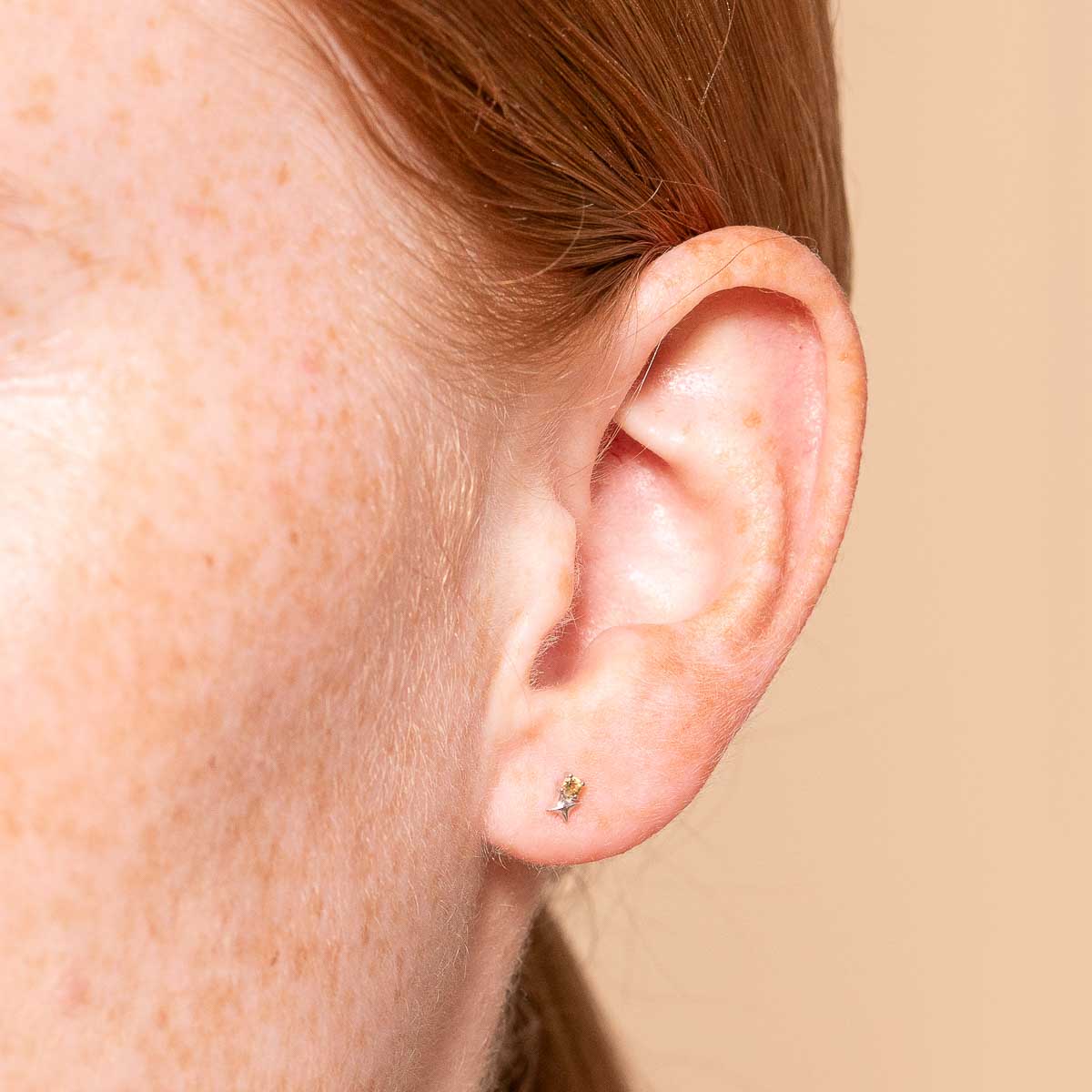 Birthstone Earrings - November Citrine Birthstone Earrings in Solid White Gold - Stud Earrings - Astrid & Miyu
