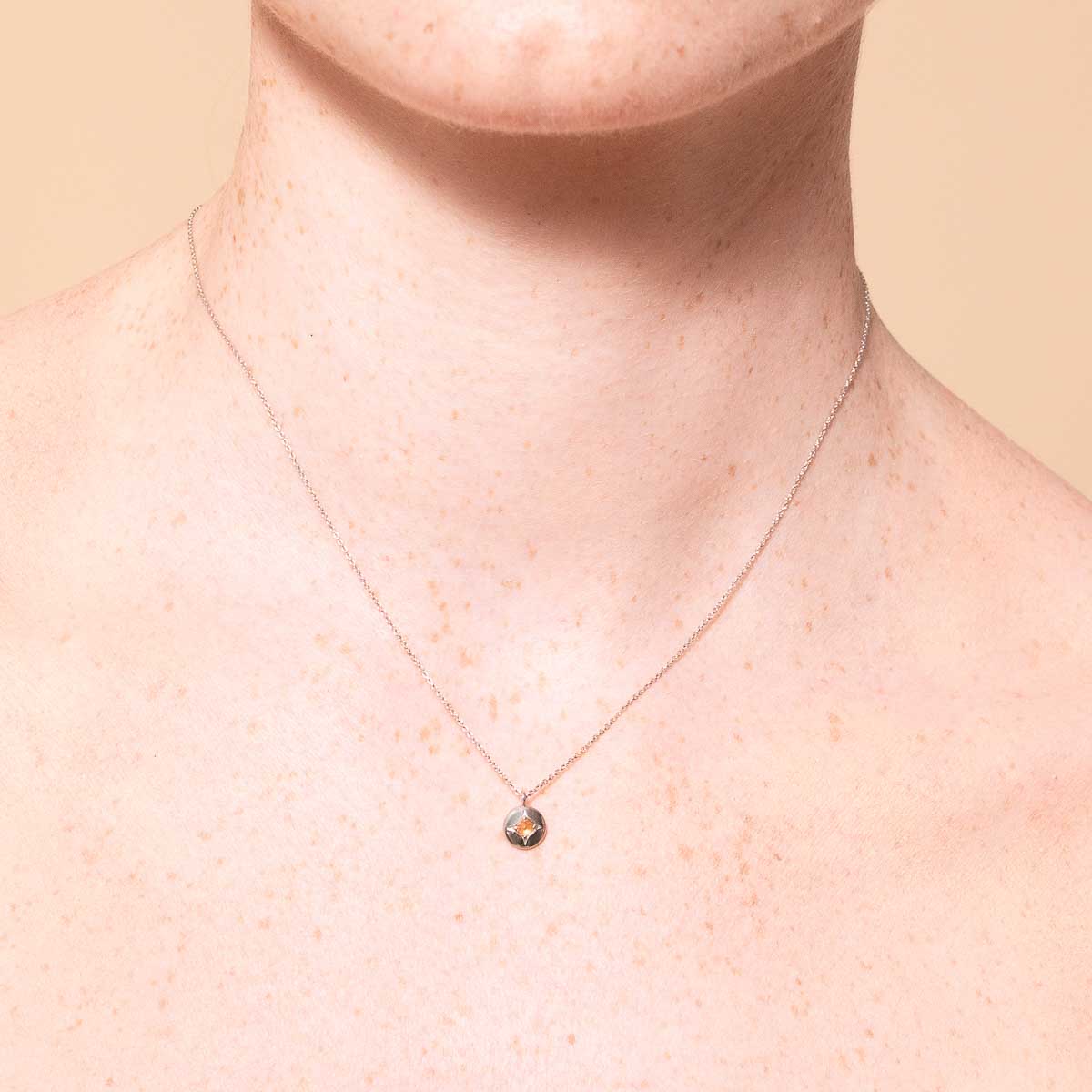 Gemstone Jewellery - November Citrine Birthstone Necklace in Solid White Gold - Pendant Necklace - Astrid & Miyu