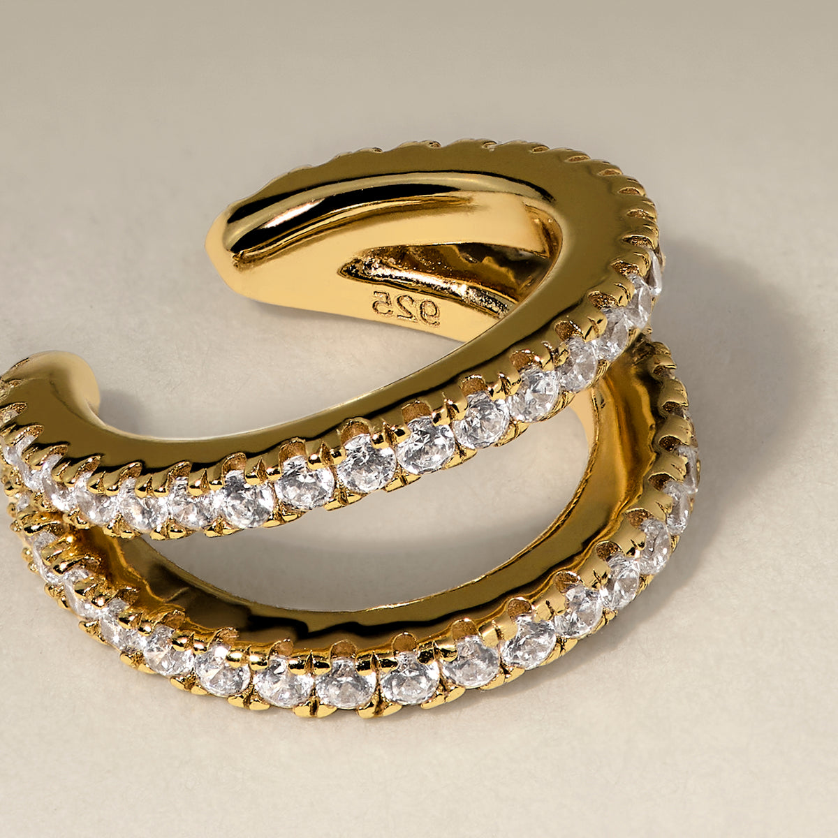 Illusion Double Crystal Ear Cuff in Gold-Astrid & Miyu