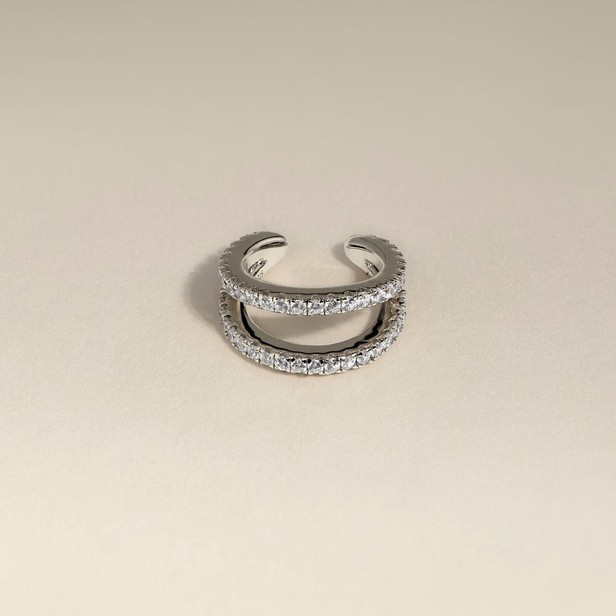 Illusion Double Crystal Ear Cuff in Silver-Astrid & Miyu