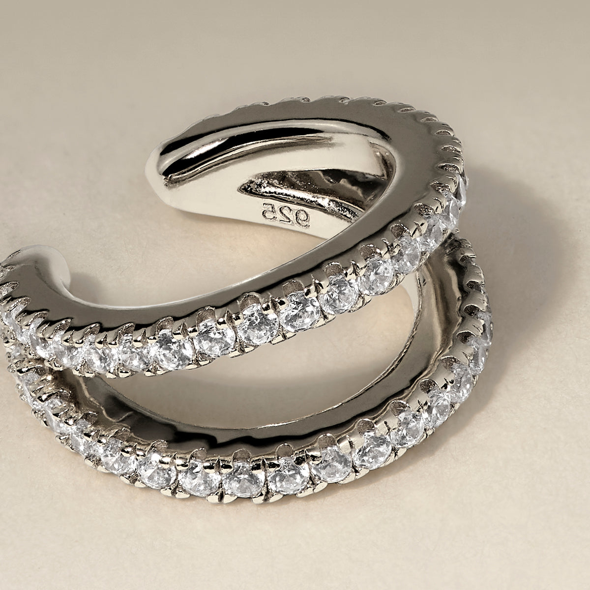 Illusion Double Crystal Ear Cuff in Silver-Astrid & Miyu