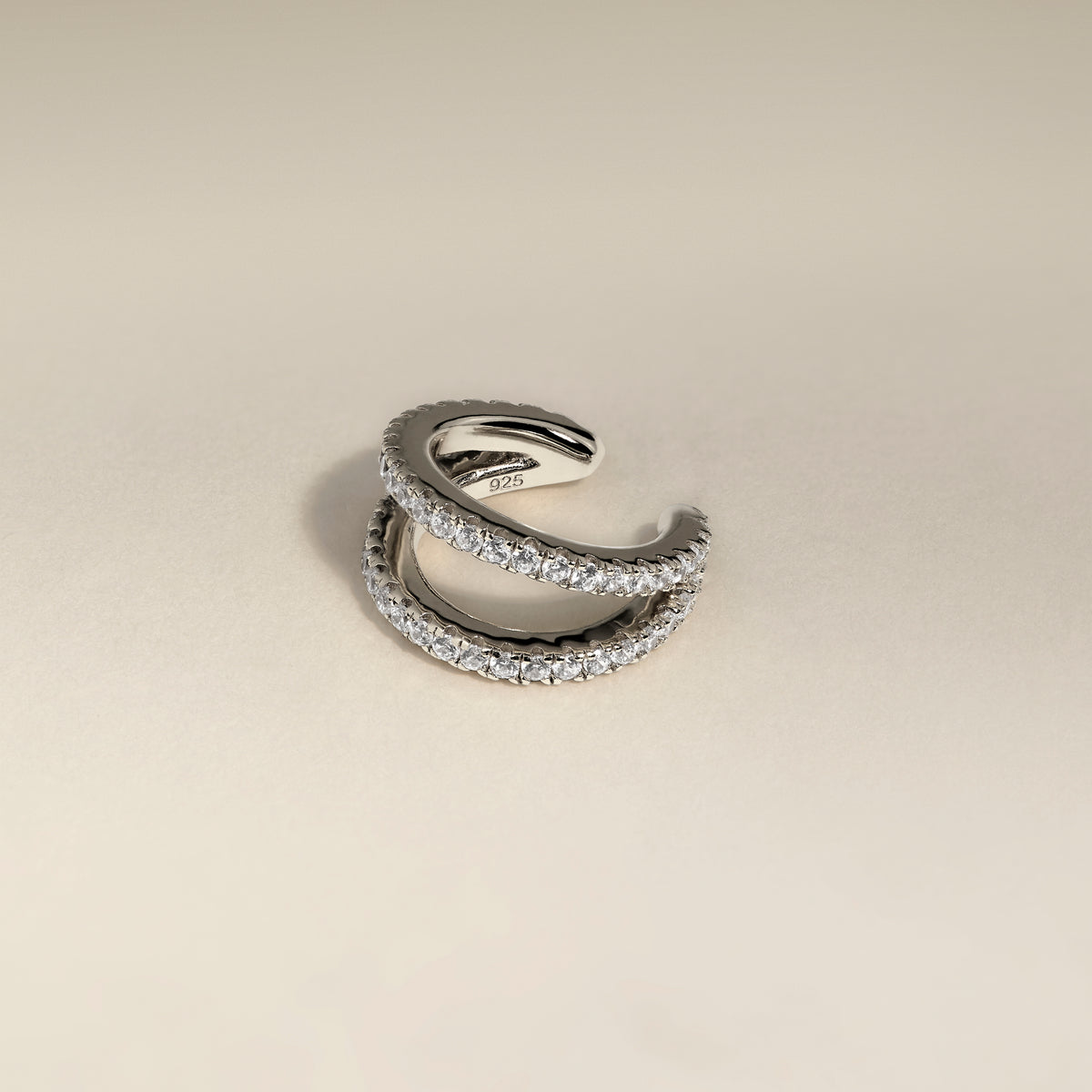 Illusion Double Crystal Ear Cuff in Silver-Astrid & Miyu