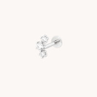 Curved Crystal Piercing Stud in Solid White Gold-Astrid & Miyu