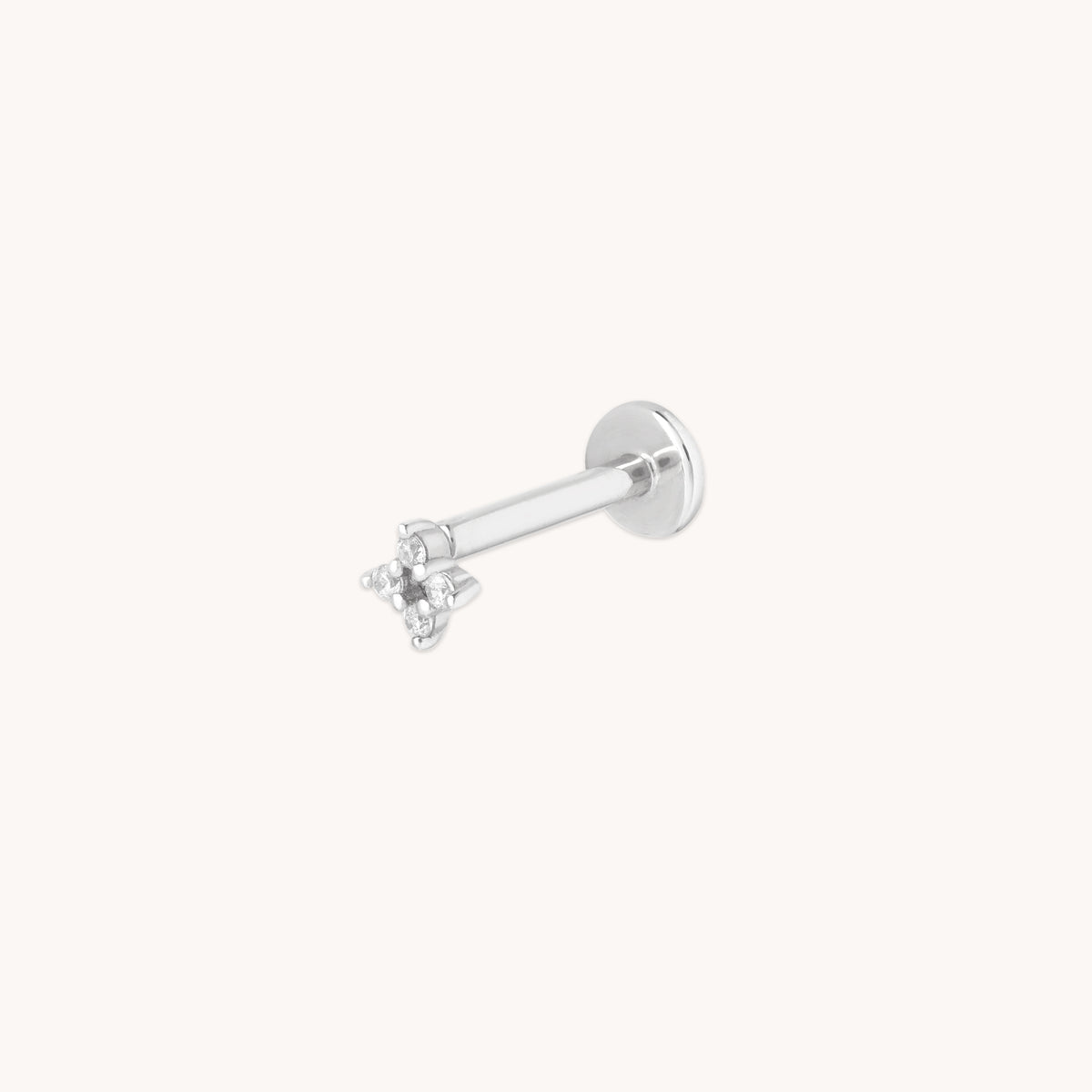Cosmic Star Crystal Piercing Stud in Solid White Gold-Astrid & Miyu