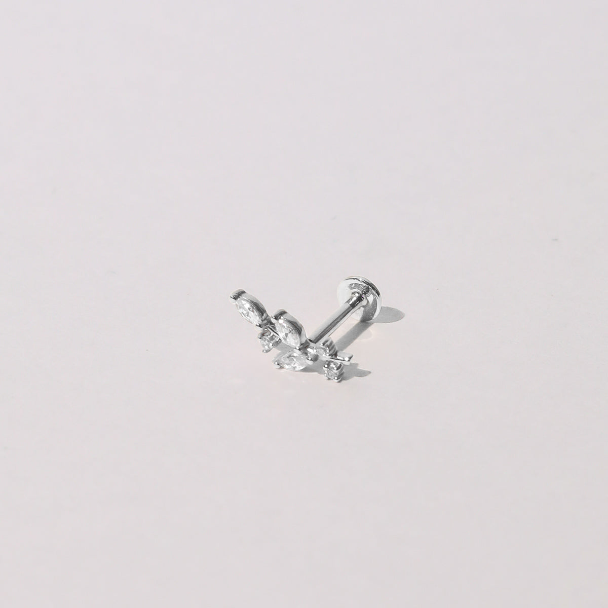 Botanical Piercing Stud in Solid White Gold-Astrid & Miyu