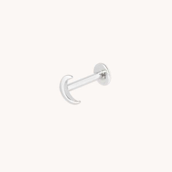 Moon Piercing Stud in Solid White Gold-Astrid & Miyu