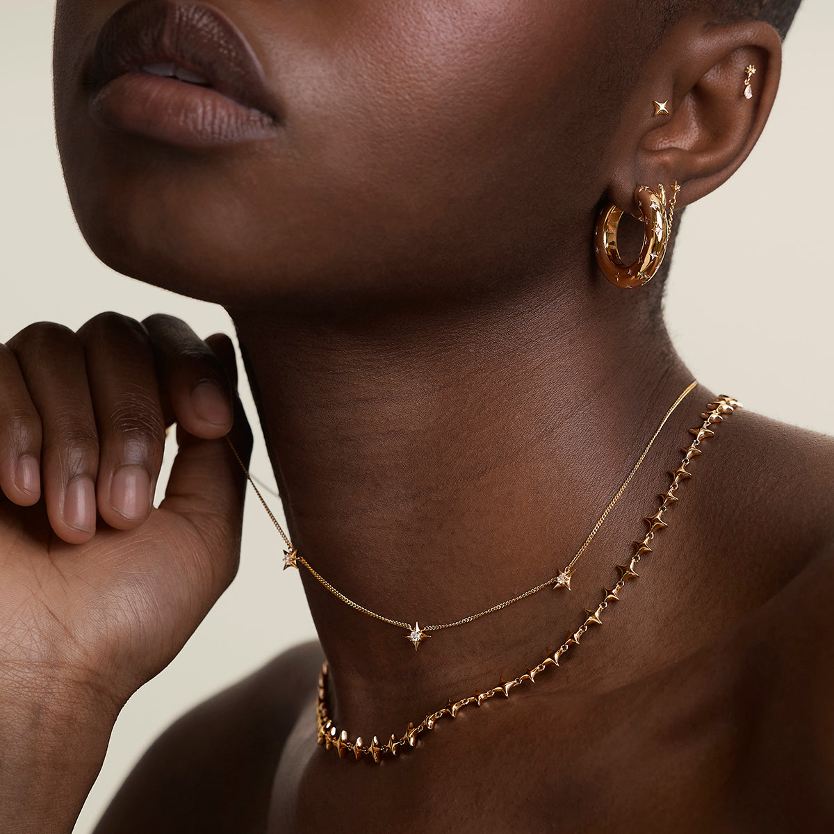 Cosmic Star Charm Necklace in Gold-Astrid & Miyu