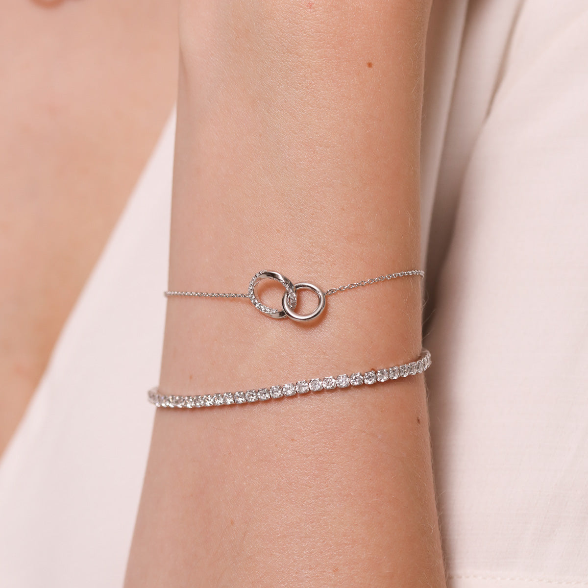 Bracelets - Orbit Crystal Bracelet in Silver - Chain Bracelet - Astrid & Miyu