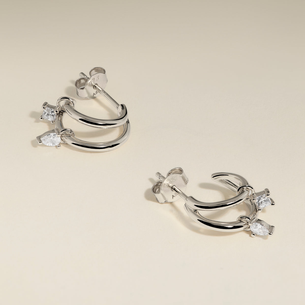 Celestial Crystal Huggies in Silver-Astrid & Miyu