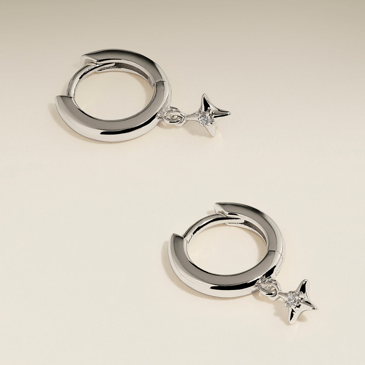 Cosmic Star Charm Huggies in Silver-Astrid & Miyu
