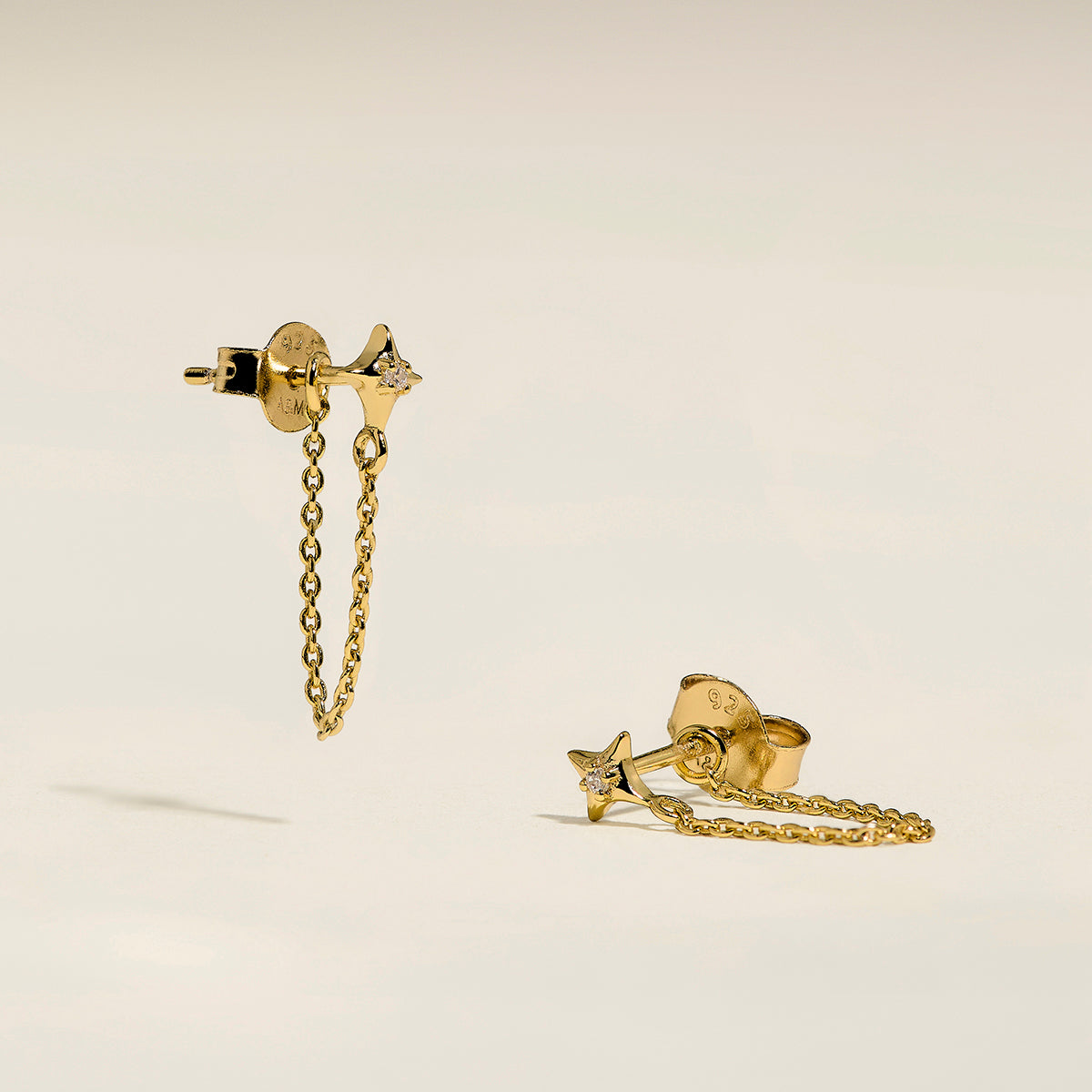 Cosmic Star Chain Stud Earrings in Gold-Astrid & Miyu