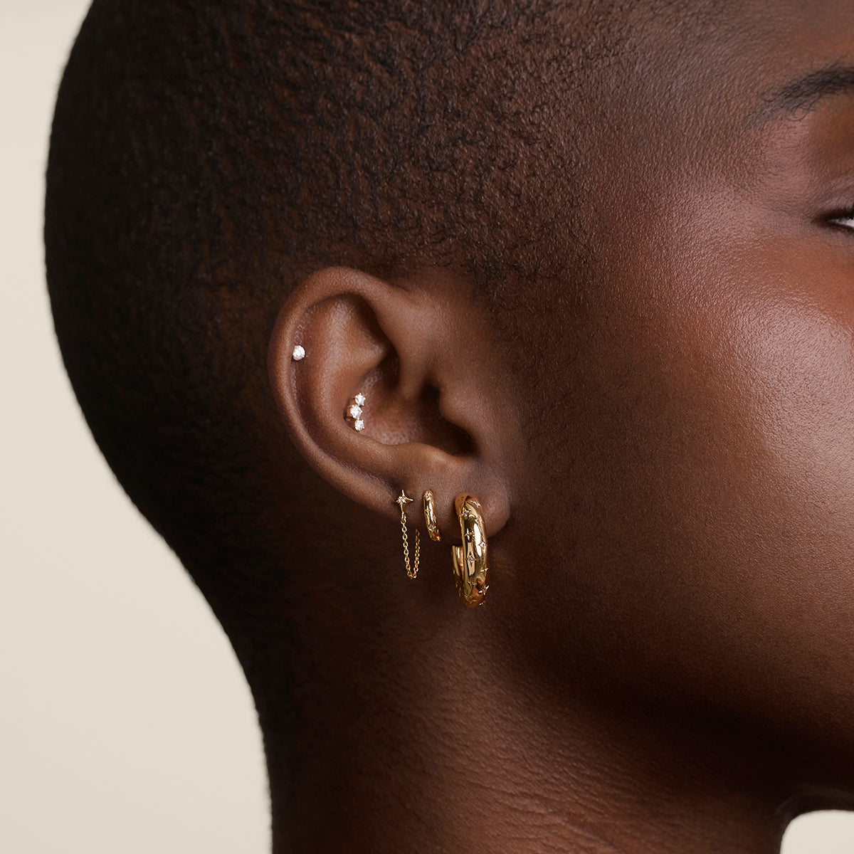Cosmic Star Chain Stud Earrings in Gold-Astrid & Miyu