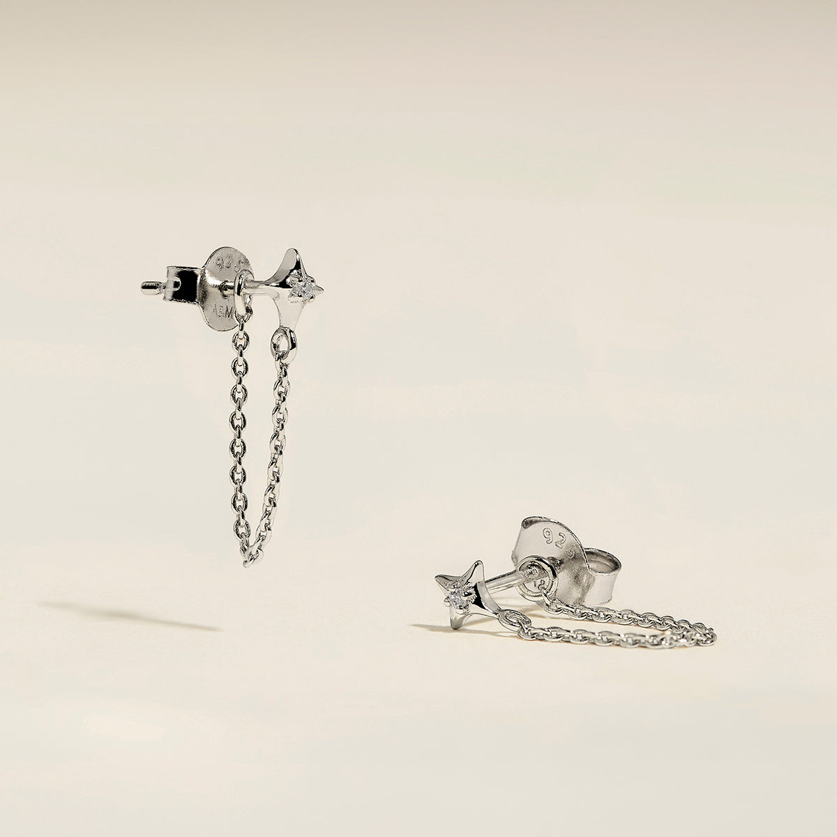 Cosmic Star Chain Stud Earrings in Silver-Astrid & Miyu