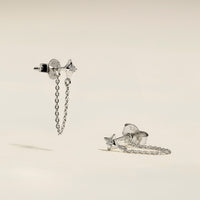 Cosmic Star Chain Stud Earrings in Silver-Astrid & Miyu
