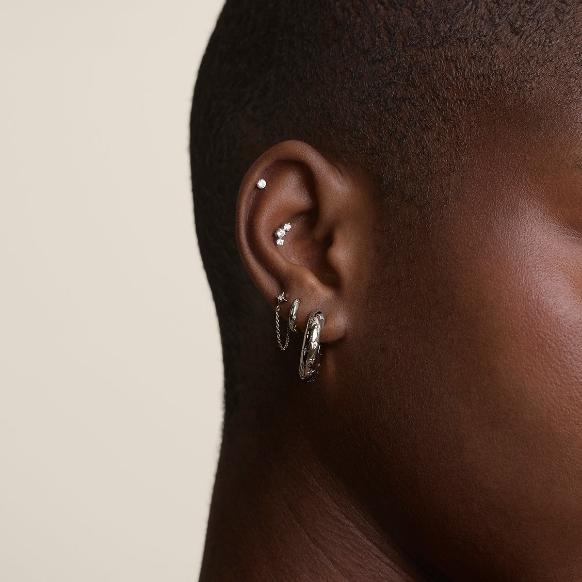 Cosmic Star Chain Stud Earrings in Silver-Astrid & Miyu