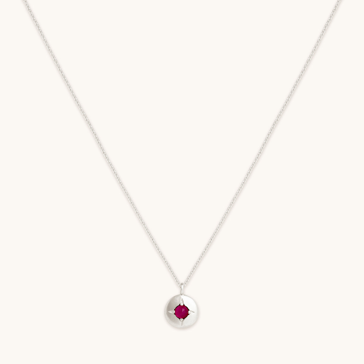 Gemstone Jewellery - July Ruby Birthstone Necklace in Solid White Gold - Pendant Necklace - Astrid & Miyu