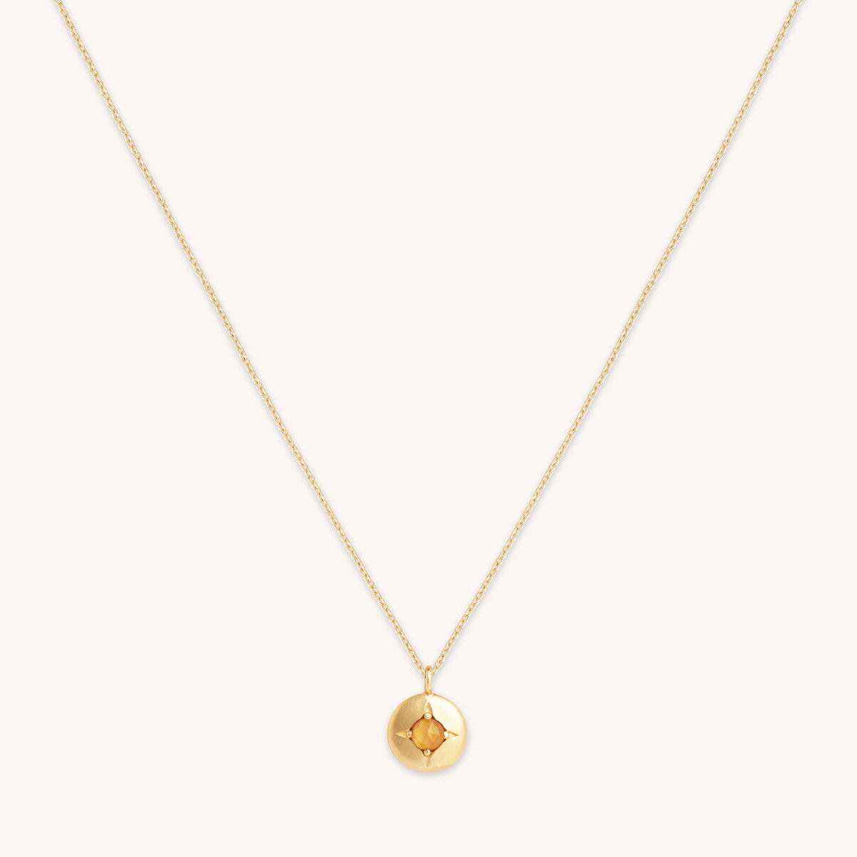 Gemstone Jewellery - November Citrine Birthstone Necklace in Solid Gold - Pendant Necklace - Astrid & Miyu