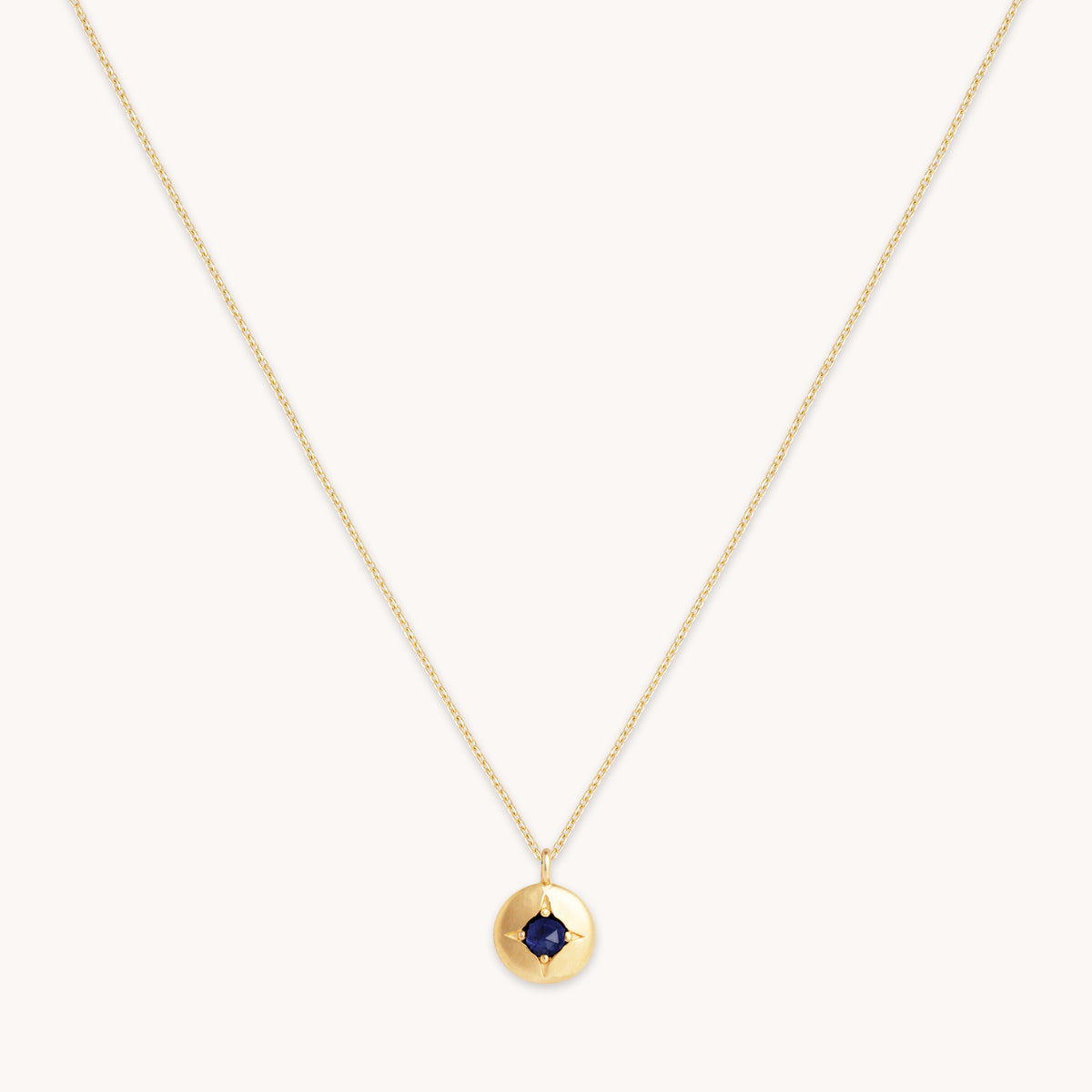 Birthstone Jewellery - September Sapphire Birthstone Necklace in Solid Gold - Pendant Necklace - Astrid & Miyu