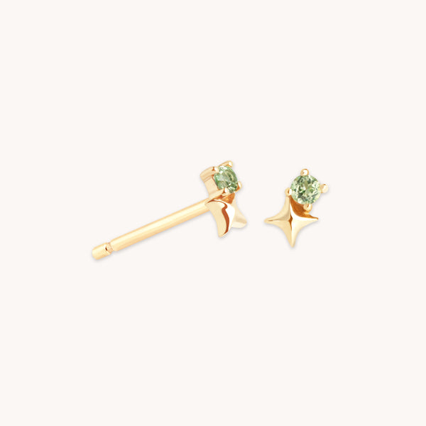 August Peridot - August Peridot Birthstone Earrings in Solid Gold - Stud Earrings - Astrid & Miyu