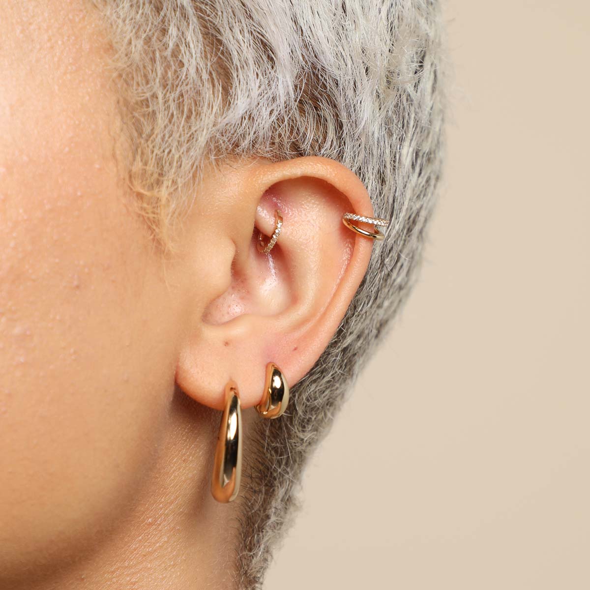 18k Gold Plated Jewellery - Essential Crystal Small Hoops in Gold - Hoop Earrings - Astrid & Miyu