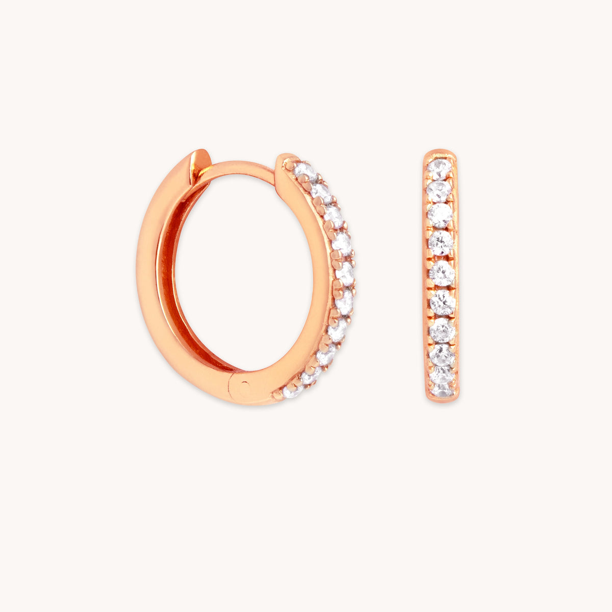 18k Rose Gold Plated Jewellery - Essential Crystal Small Hoops in Rose Gold - Hoop Earrings - Astrid & Miyu