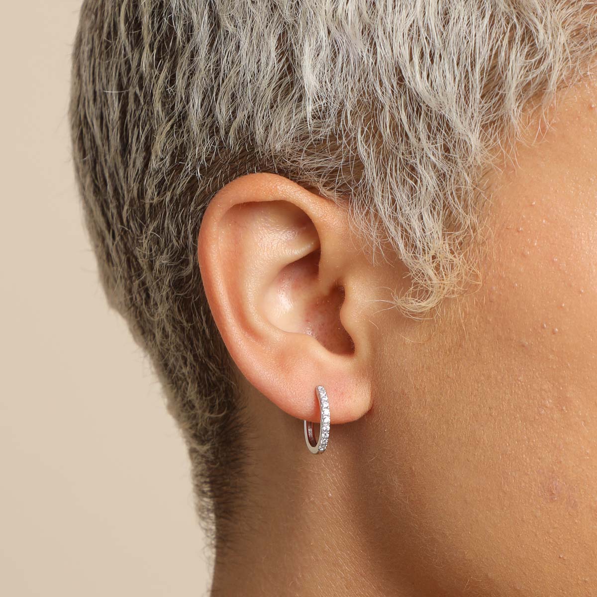 Charm Compatible Hoops - Essential Crystal Small Hoops in Silver - Hoop Earrings - Astrid & Miyu