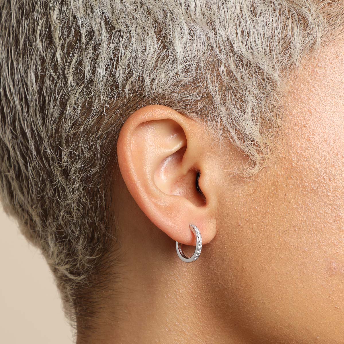 Charm Compatible Hoops - Essential Crystal Small Hoops in Silver - Hoop Earrings - Astrid & Miyu