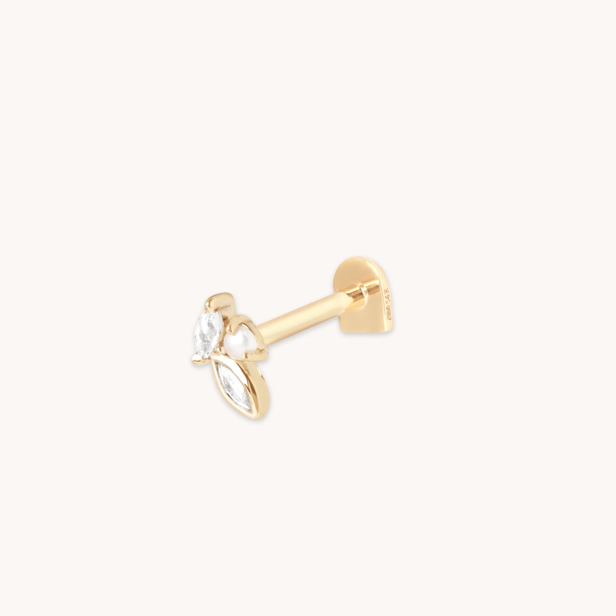 Pearl & Topaz Cluster Piercing Stud in Solid Gold-Astrid & Miyu
