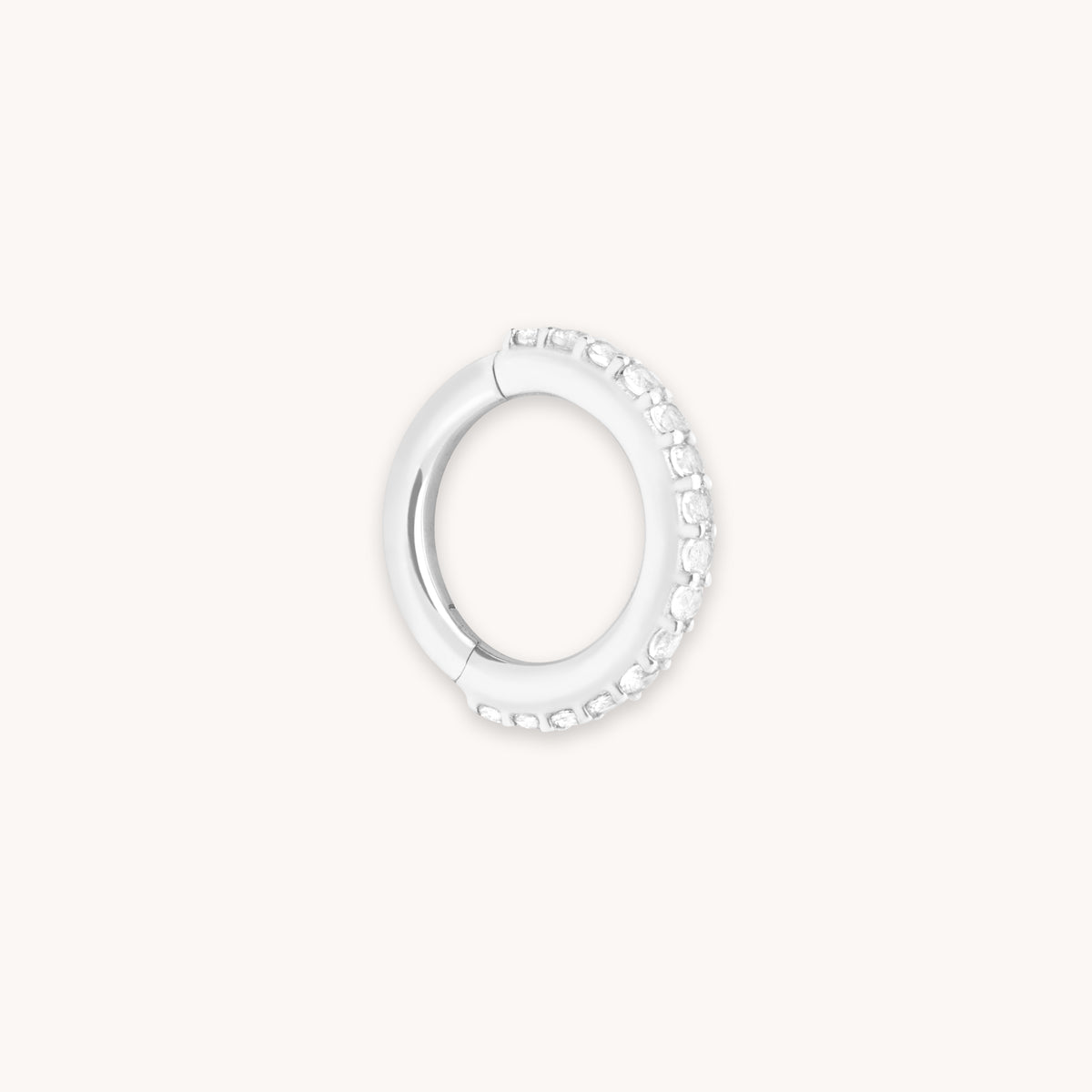 Daith Piercing Jewellery - Pavé Seamless 1.2mm Piercing Hoop in Solid White Gold - Piercing Hoop - Astrid & Miyu
