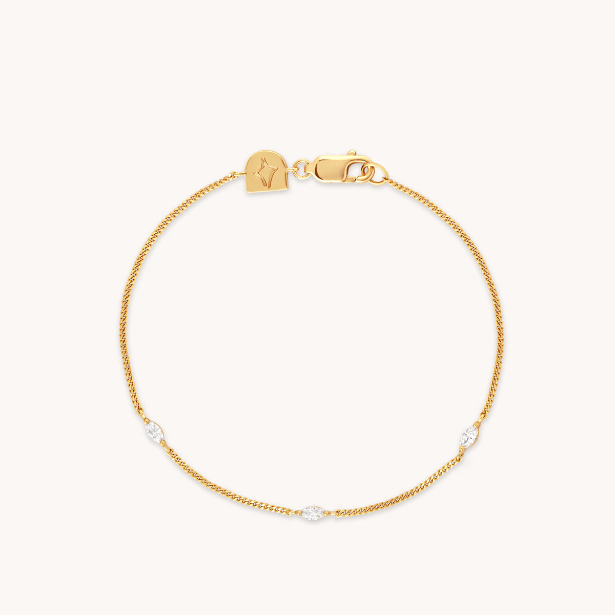 18k Gold Plated Jewellery - Navette Crystal Bracelet in Gold - Charm Bracelet - Astrid & Miyu