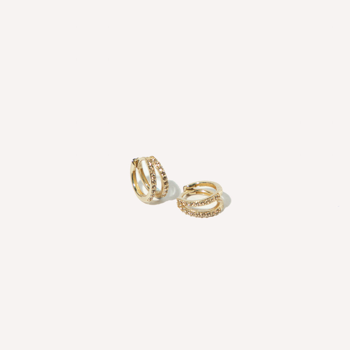 April White Topaz - Illusion Topaz Huggies in Solid Gold - Hoop Earrings - Astrid & Miyu