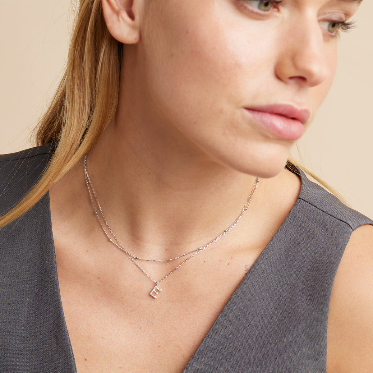 Charm Compatible Necklaces & Bracelets - Essential Beaded Chain Necklace in Silver - Chain Necklace - Astrid & Miyu