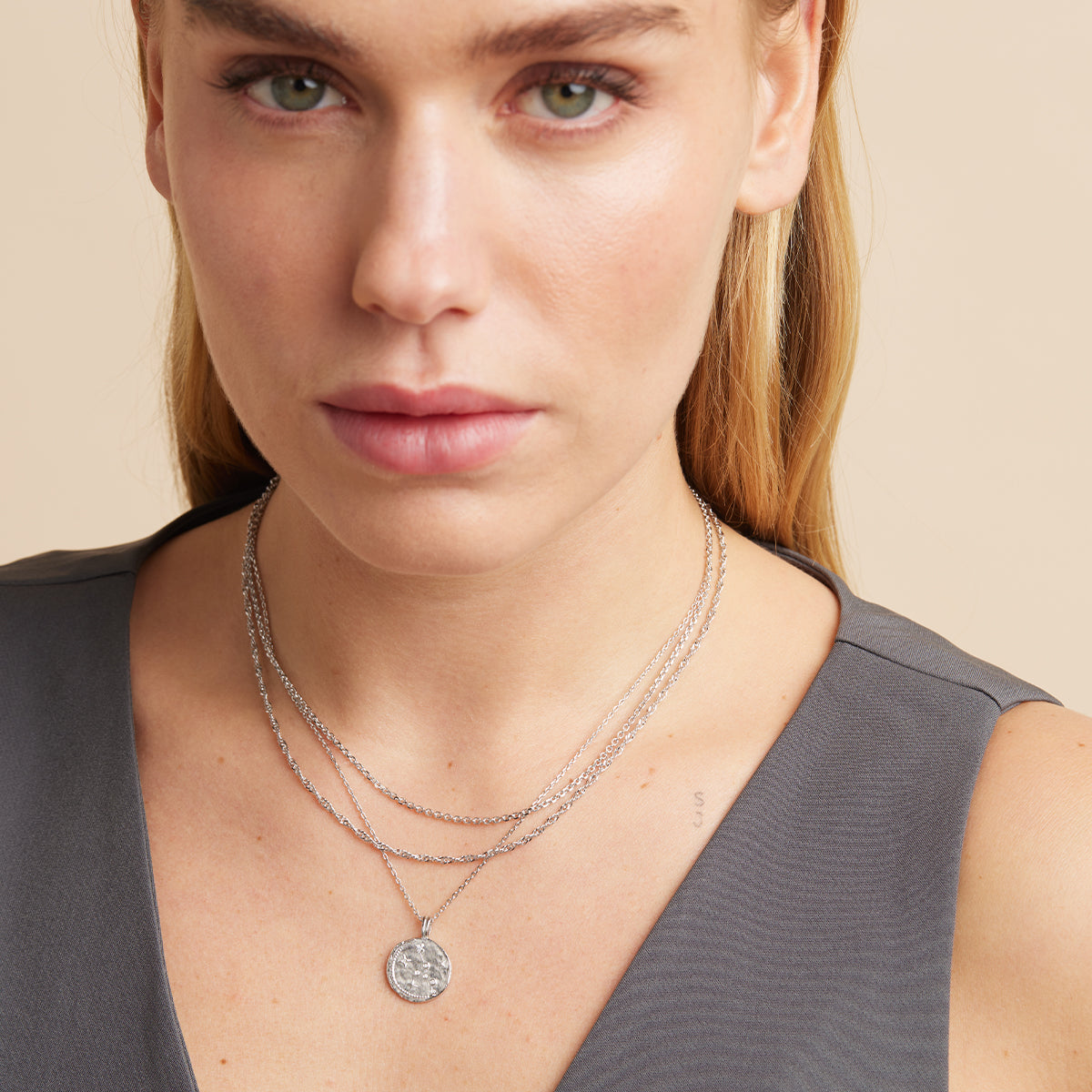 Charm Compatible Necklaces & Bracelets - Illusion Twist Double Chain Necklace in Silver - Chain Necklace - Astrid & Miyu