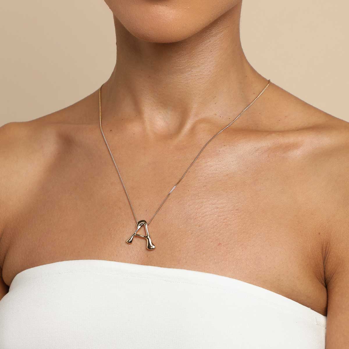 18k Gold Plated Jewellery - A Initial Bold Pendant Necklace in Gold - Pendant Necklace - Astrid & Miyu