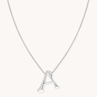Graduation Gifts - A Initial Bold Pendant Necklace in Silver - Pendant Necklace - Astrid & Miyu