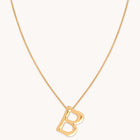 18k Gold Plated Jewellery - B Initial Bold Pendant Necklace in Gold - Pendant Necklace - Astrid & Miyu