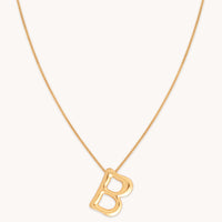 18k Gold Plated Jewellery - B Initial Bold Pendant Necklace in Gold - Pendant Necklace - Astrid & Miyu