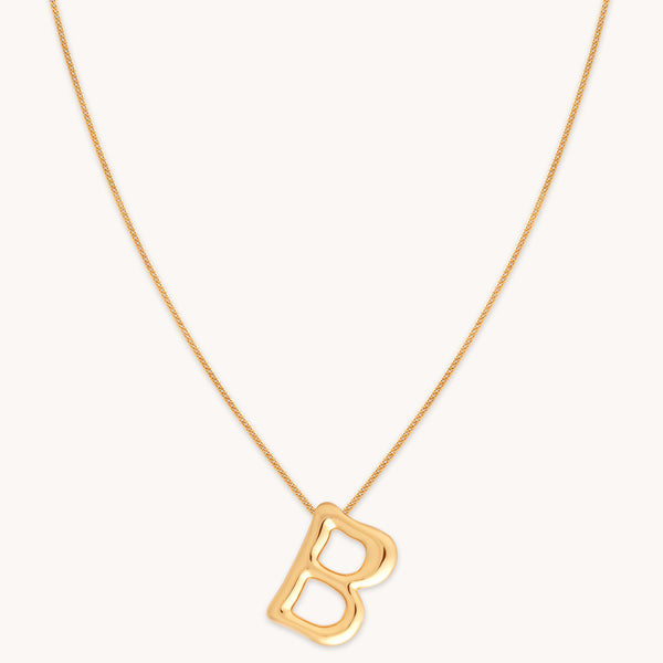 18k Gold Plated Jewellery - B Initial Bold Pendant Necklace in Gold - Pendant Necklace - Astrid & Miyu