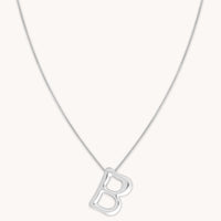 Initial Pendant Necklaces - B Initial Bold Pendant Necklace in Silver - Pendant Necklace - Astrid & Miyu