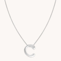 Initial Pendant Necklaces - C Initial Bold Pendant Necklace in Silver - Pendant Necklace - Astrid & Miyu