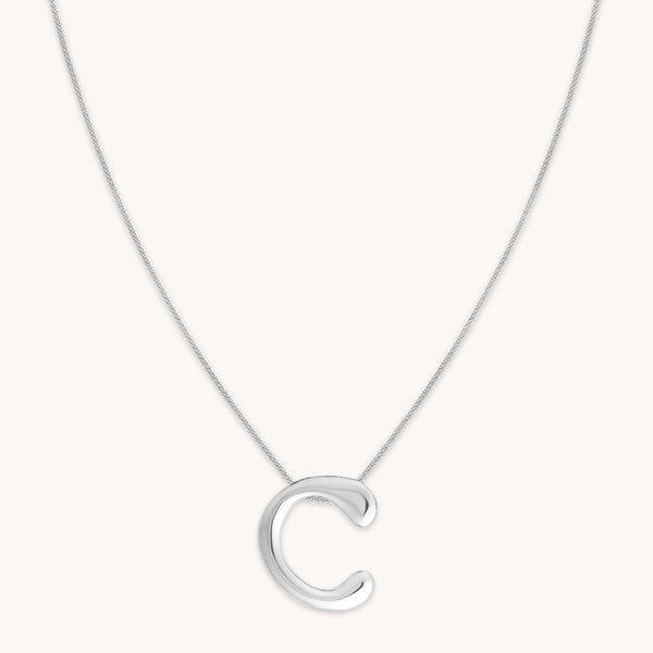 Initial Pendant Necklaces - C Initial Bold Pendant Necklace in Silver - Pendant Necklace - Astrid & Miyu