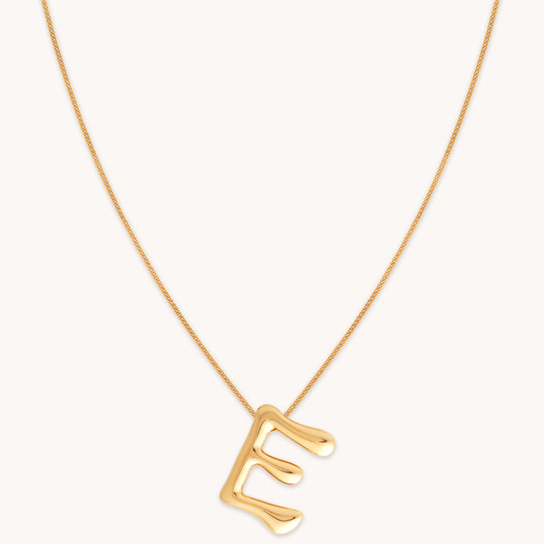 18k Gold Plated Jewellery - E Initial Bold Pendant Necklace in Gold - Pendant Necklace - Astrid & Miyu