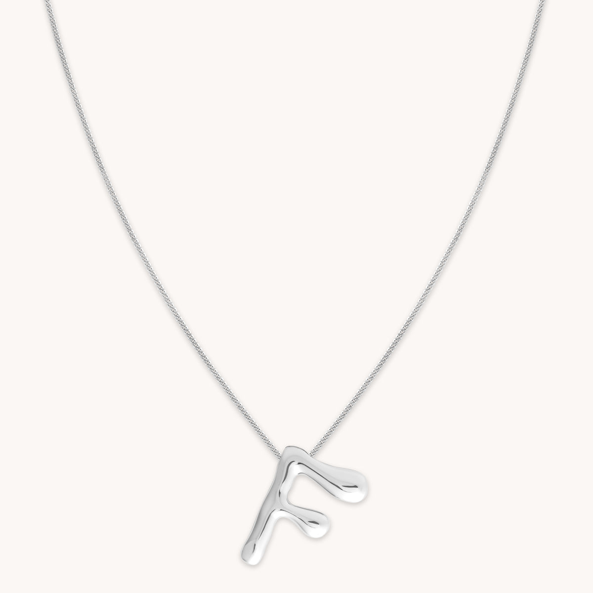 Initial Pendant Necklaces - F Initial Bold Pendant Necklace in Silver - Pendant Necklace - Astrid & Miyu