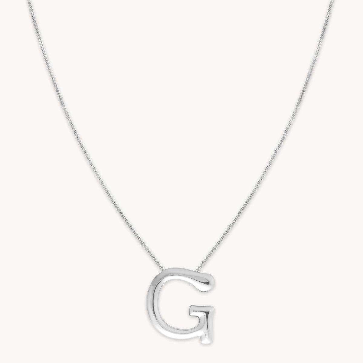 Initial Pendant Necklaces - G Initial Bold Pendant Necklace in Silver - Pendant Necklace - Astrid & Miyu