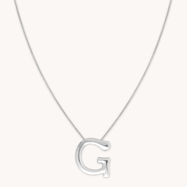 Initial Pendant Necklaces - G Initial Bold Pendant Necklace in Silver - Pendant Necklace - Astrid & Miyu