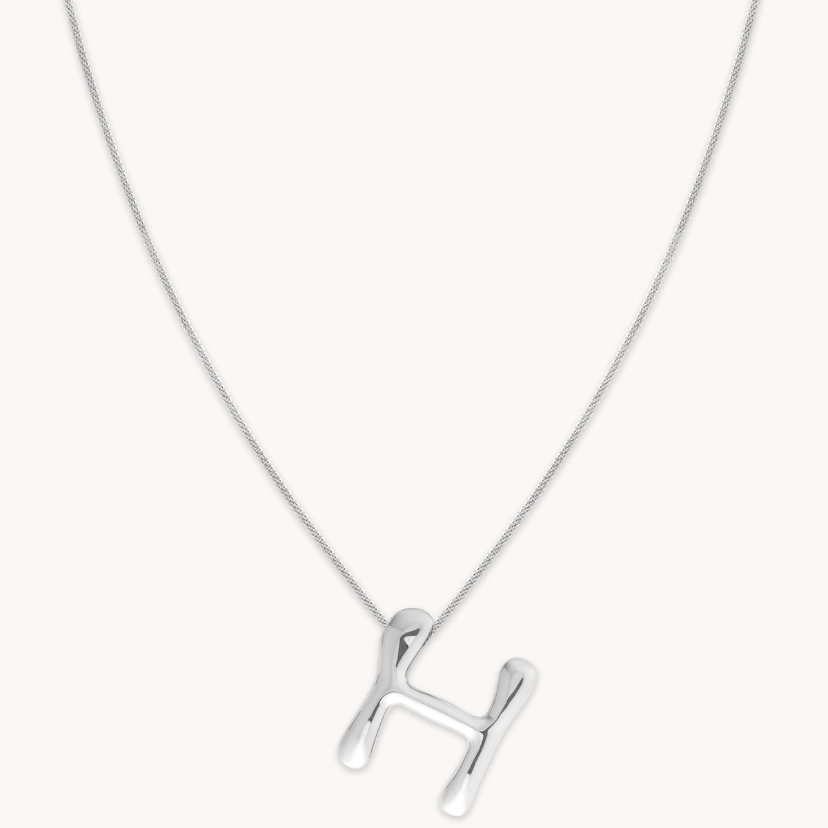 Necklaces & Bracelets - H Initial Bold Pendant Necklace in Silver - Pendant Necklace - Astrid & Miyu